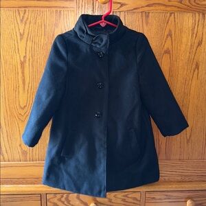 Gymboree lined black dress coat-girls sz 4, side poc & built in neck bow!